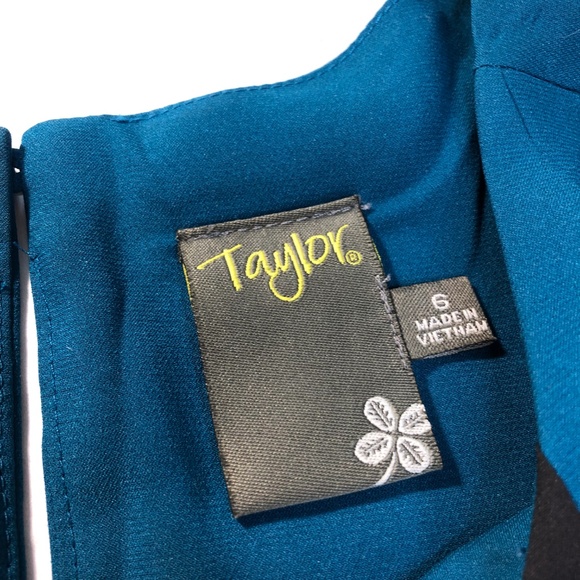 Taylor Teal Blue Black & Grey Short Sleeve Dress - Picture 7 of 7